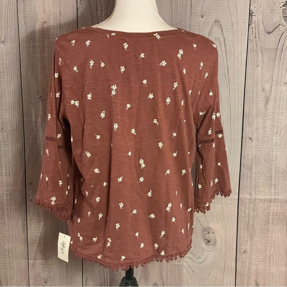 NWT Style & Co. Floral Lantern Sleeve Top, PL - Picture 3 of 10